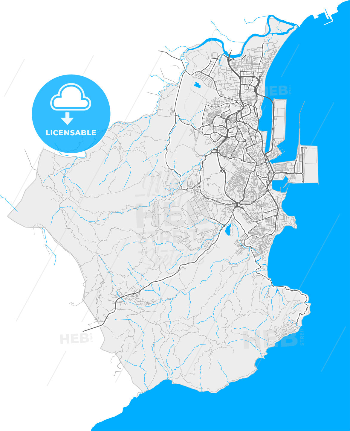 Algeciras, Cádiz, Spain, high quality vector map