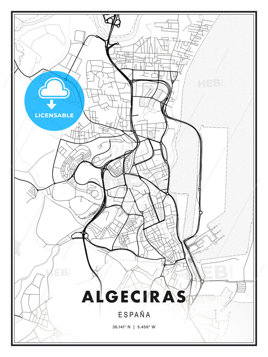 Algeciras, Spain, Modern Print Template in Various Formats - HEBSTREITS Sketches