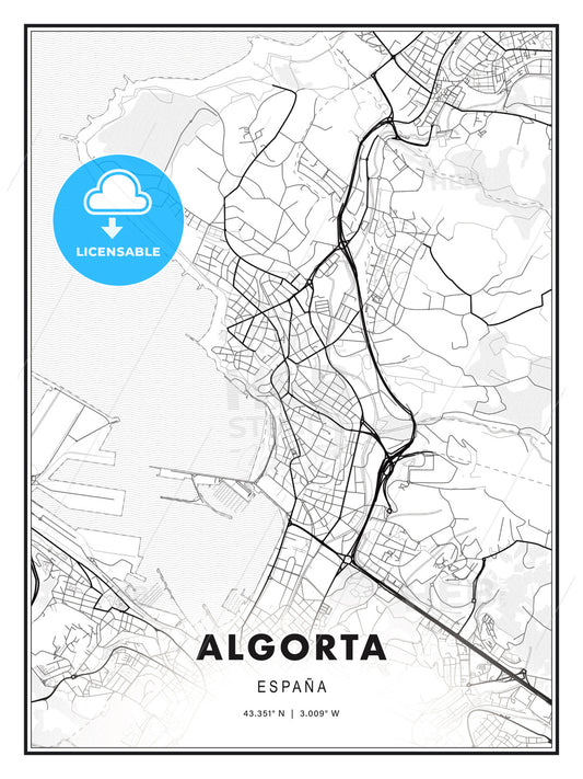 Algorta, Spain, Modern Print Template in Various Formats - HEBSTREITS Sketches
