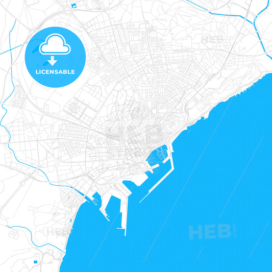 Alicante, Spain PDF vector map with water in focus
