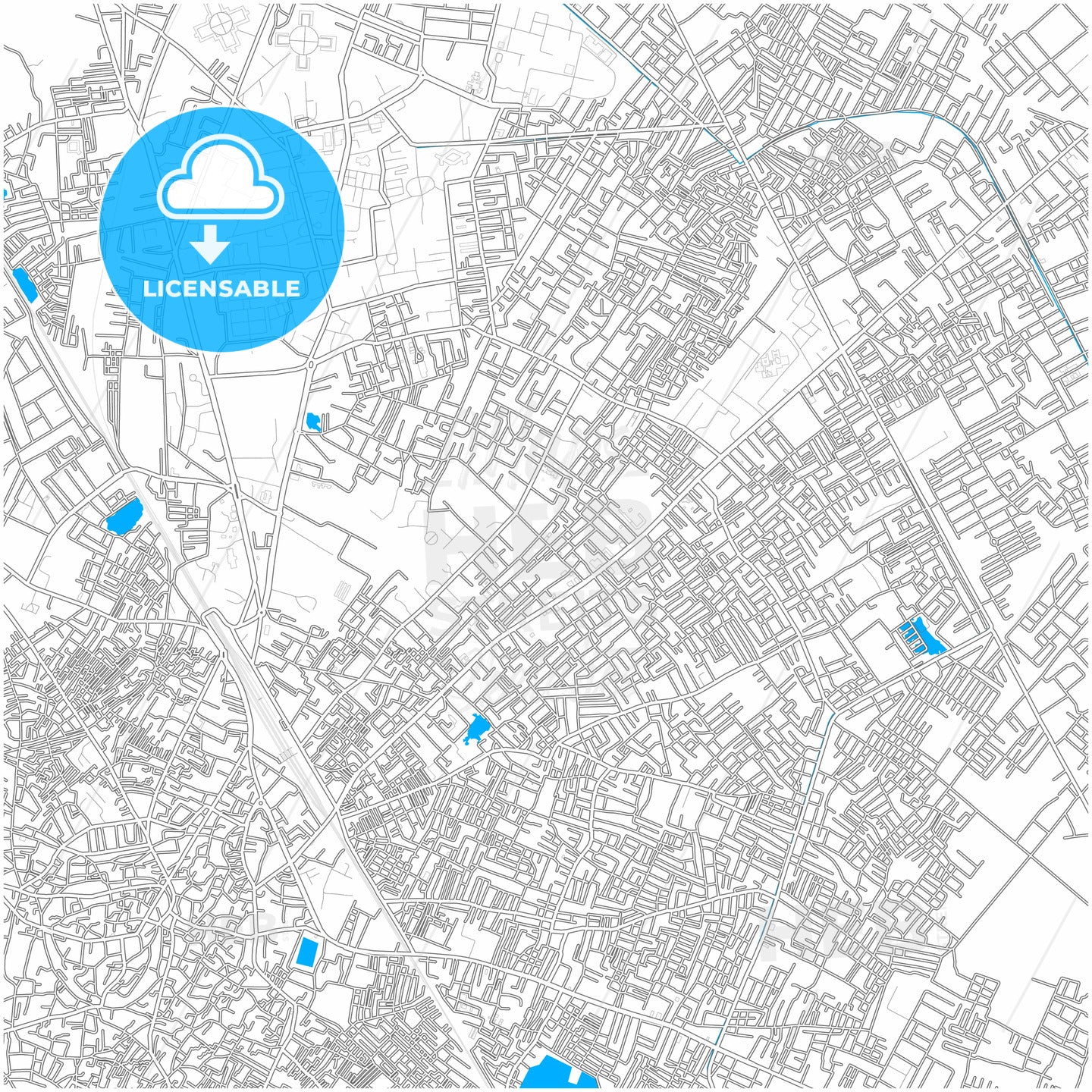 Aligarh, Uttar Pradesh, India, city map with high quality roads.