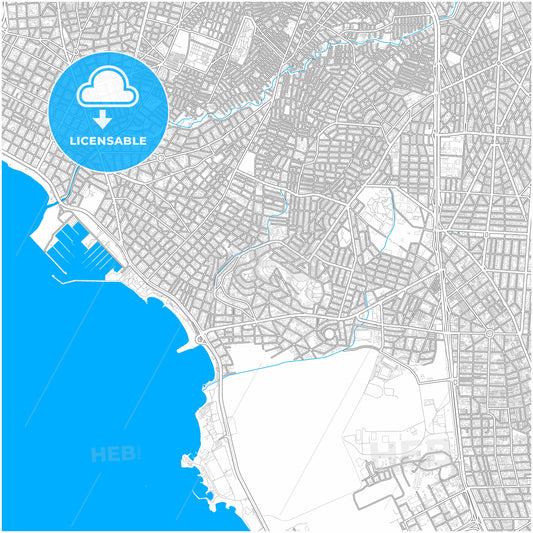 Alimos, Attica, Greece, city map with high quality roads.