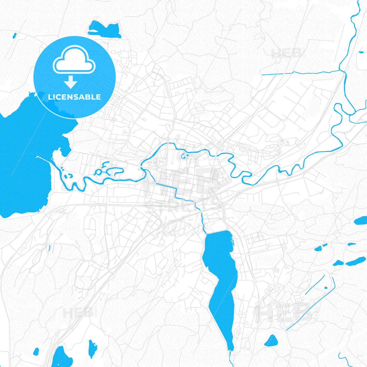 Alingsås, Sweden PDF vector map with water in focus
