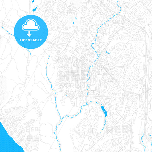 Aliso Viejo, California, United States, PDF vector map with water in focus