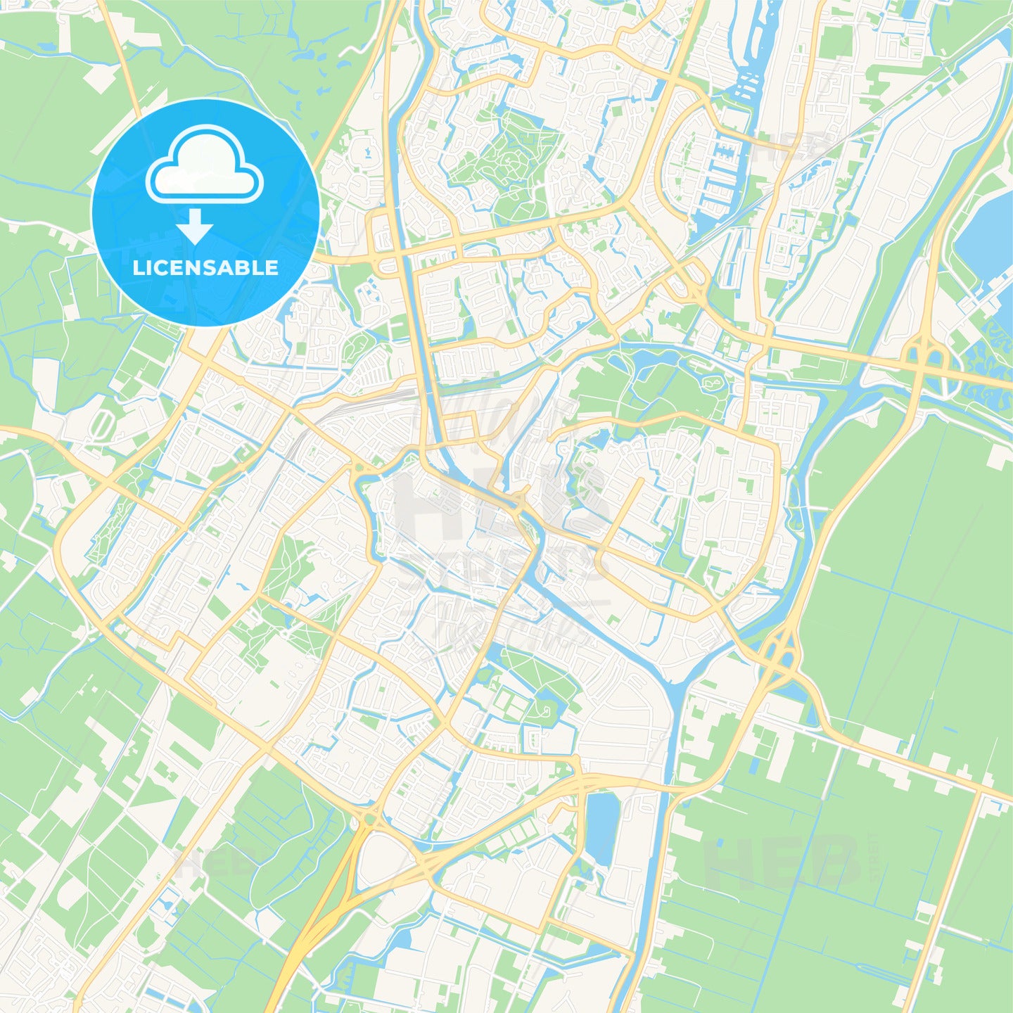 Alkmaar, Netherlands Vector Map - Classic Colors