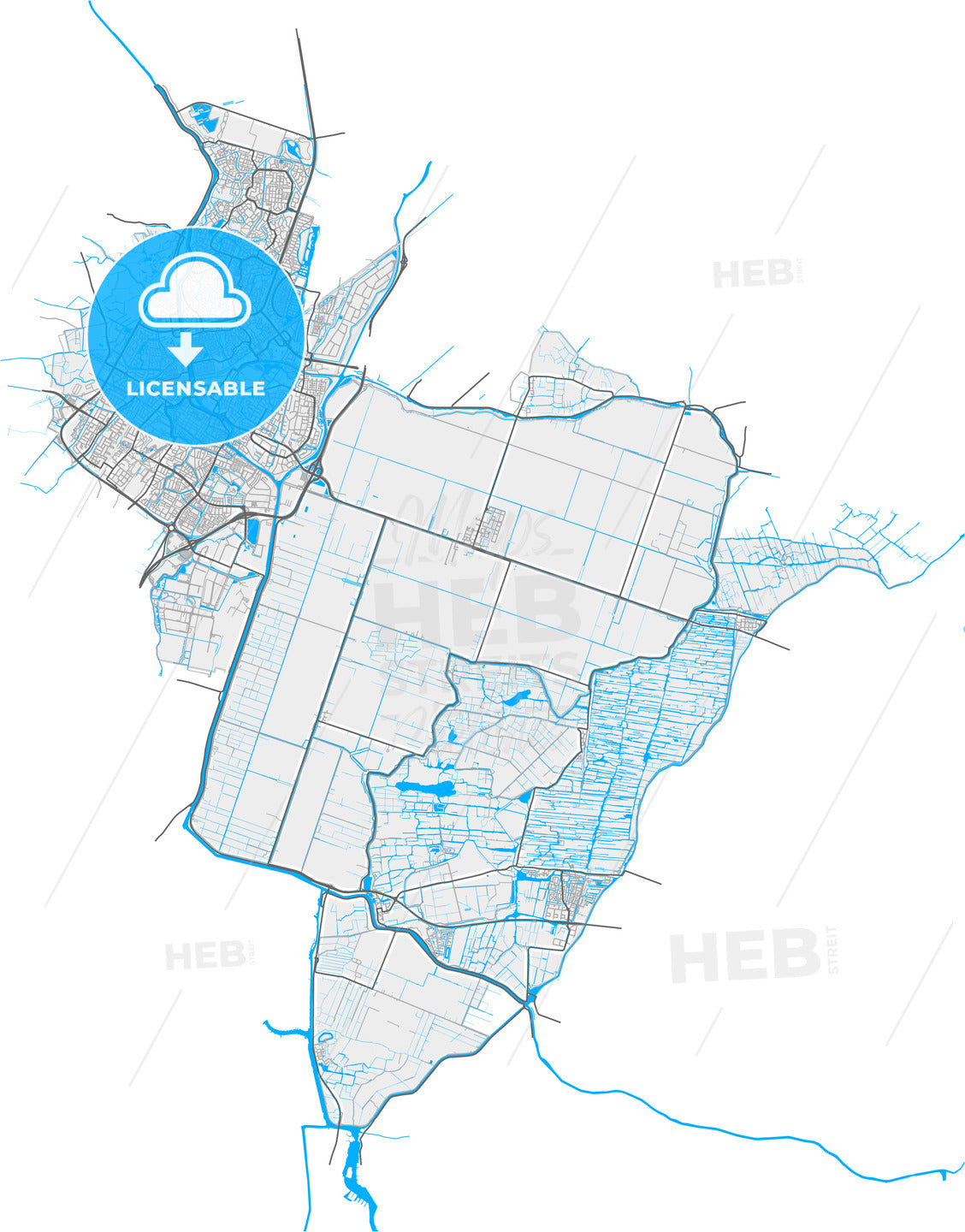 Alkmaar, North Holland, Netherlands, high quality vector map