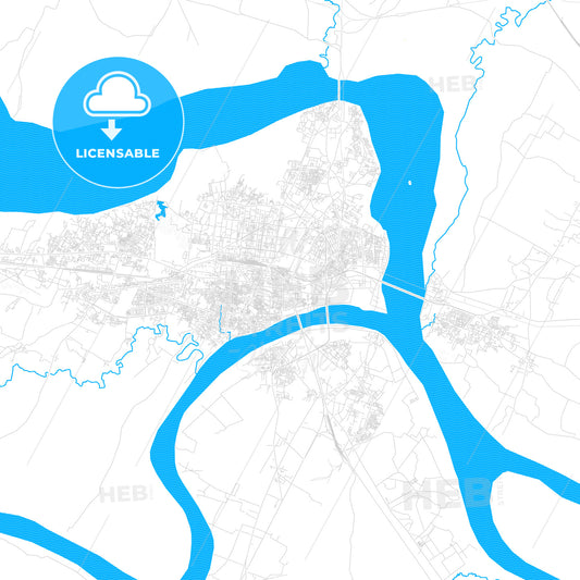 Allahabad, India PDF vector map with water in focus