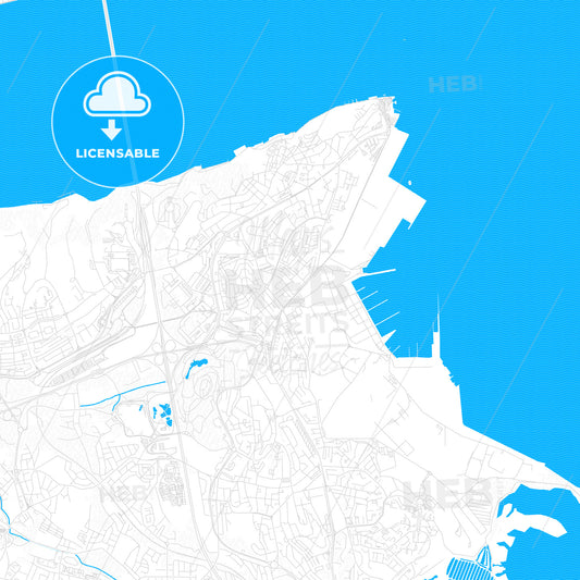 Almada, Portugal PDF vector map with water in focus