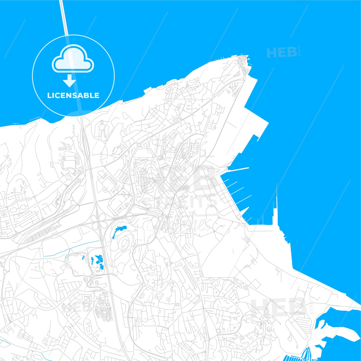 Almada, Portugal bright two-toned vector map