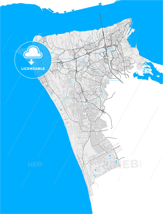Almada, Setúbal, Portugal, high quality vector map