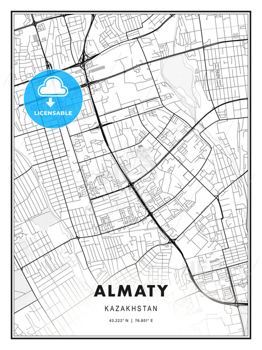 Almaty, Kazakhstan, Modern Print Template in Various Formats - HEBSTREITS Sketches