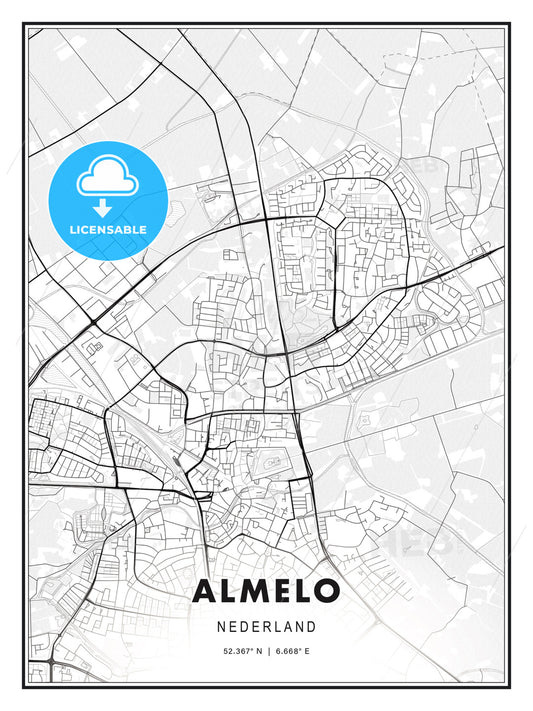Almelo, Netherlands, Modern Print Template in Various Formats - HEBSTREITS Sketches