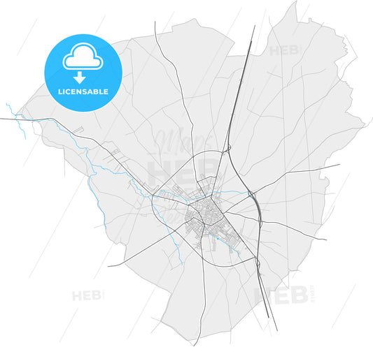 Almendralejo, Badajoz, Spain, high quality vector map