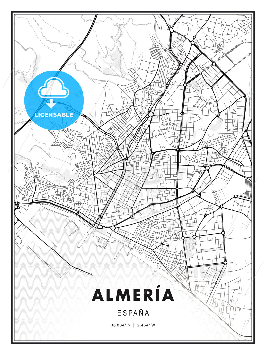 Almería, Spain, Modern Print Template in Various Formats - HEBSTREITS Sketches