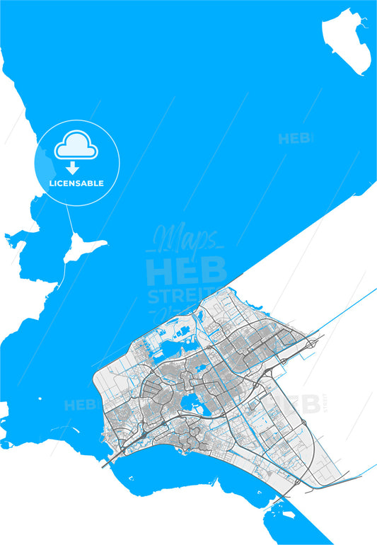 Almere, Flevoland, Netherlands, high quality vector map