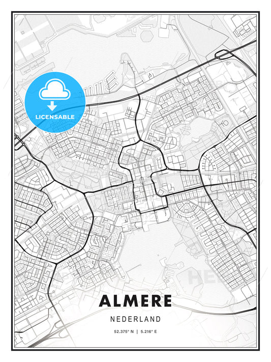 Almere, Netherlands, Modern Print Template in Various Formats - HEBSTREITS Sketches
