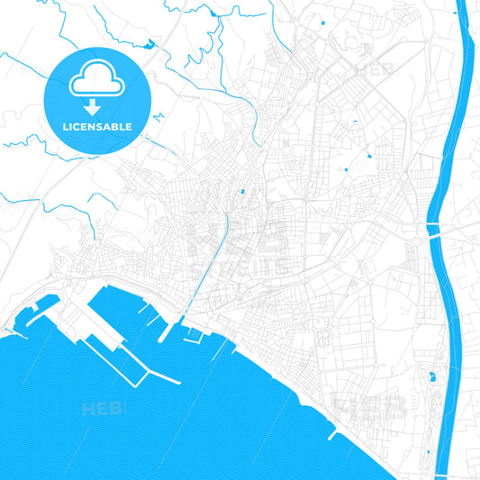 Almería, Spain PDF vector map with water in focus