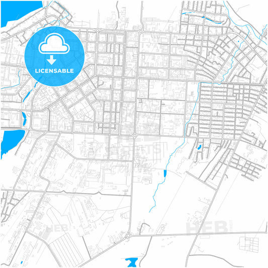 Almetyevsk, Republic of Tatarstan, Russia, city map with high quality roads.