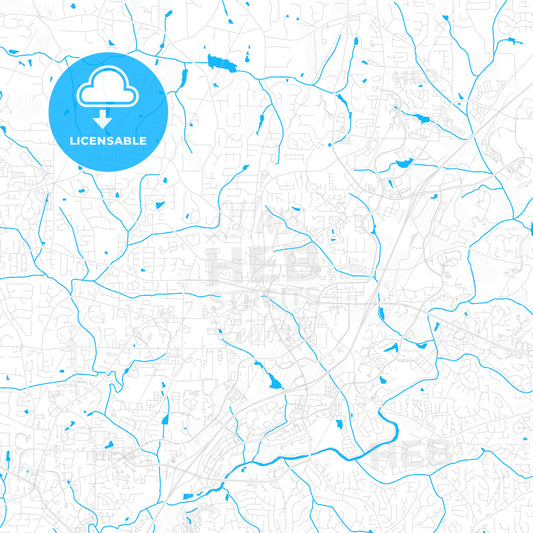 Alpharetta, Georgia, United States, PDF vector map with water in focus