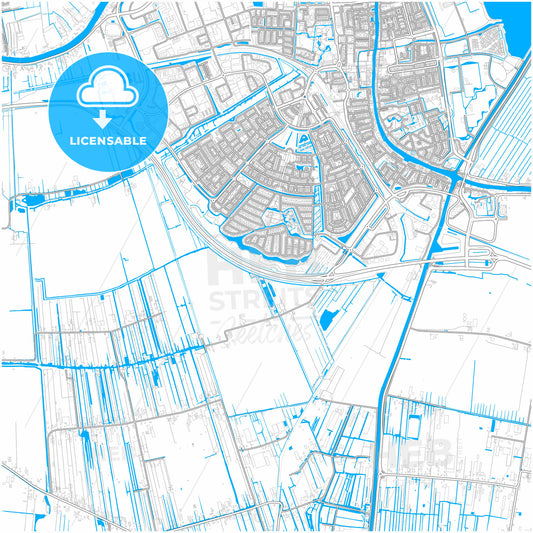 Alphen aan den Rijn, South Holland, Netherlands, city map with high quality roads.