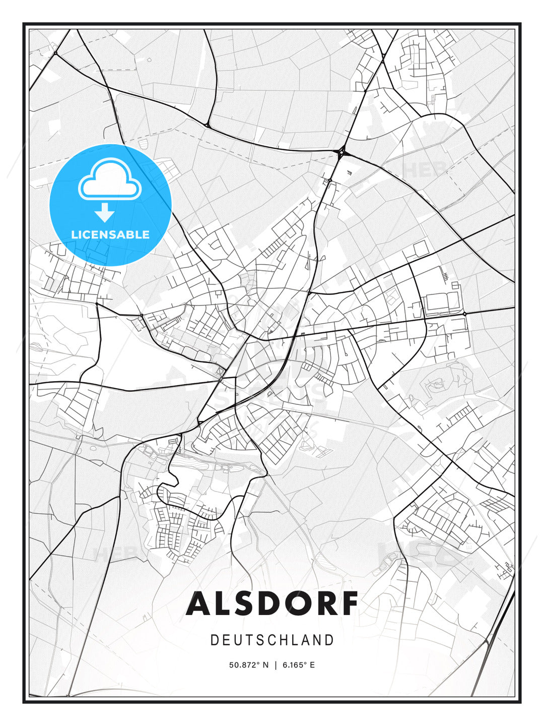 Alsdorf, Germany, Modern Print Template in Various Formats - HEBSTREITS Sketches