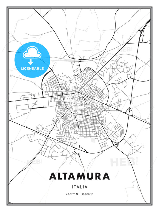 Altamura, Italy, Modern Print Template in Various Formats - HEBSTREITS Sketches