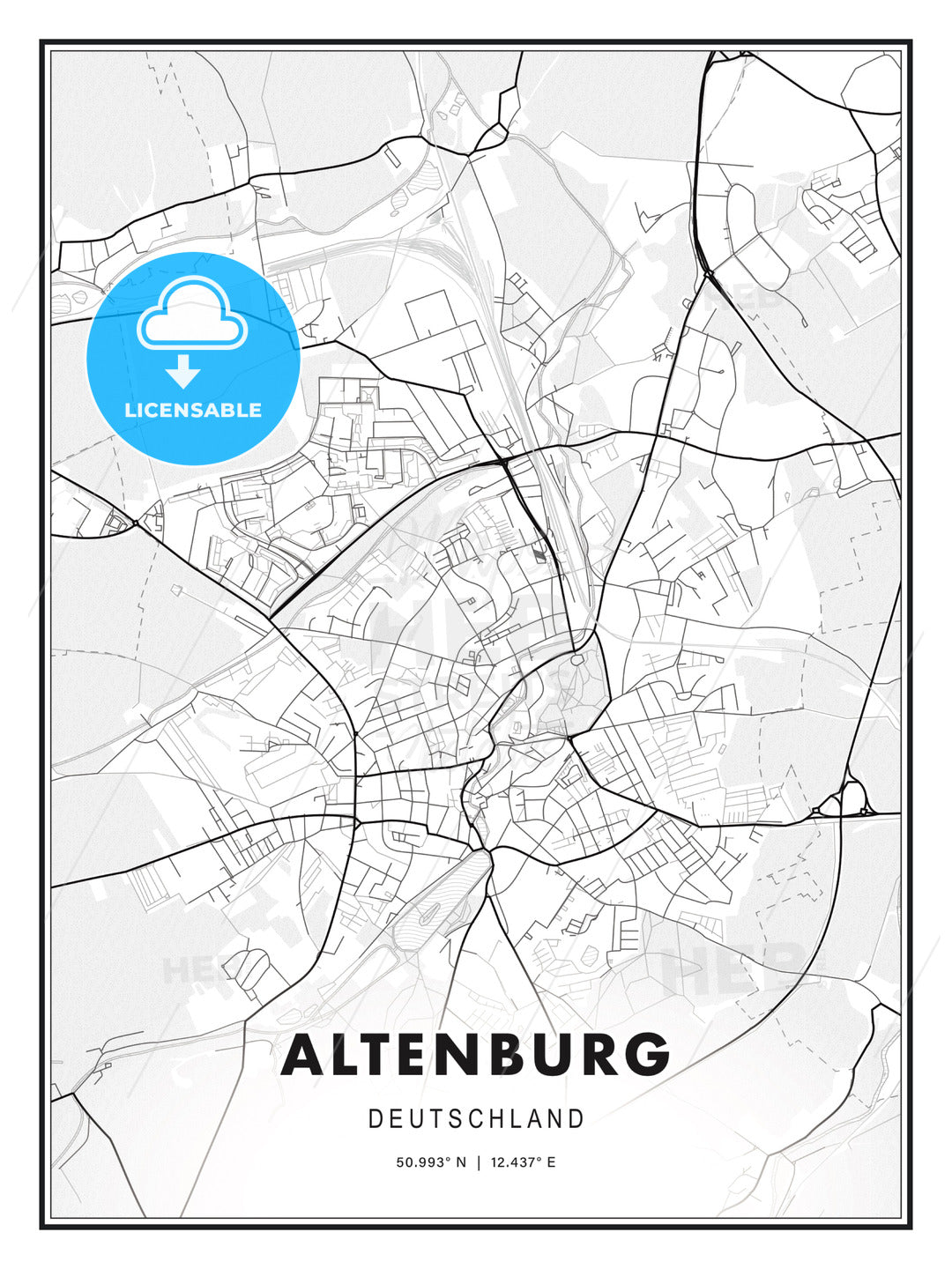 Altenburg, Germany, Modern Print Template in Various Formats - HEBSTREITS Sketches