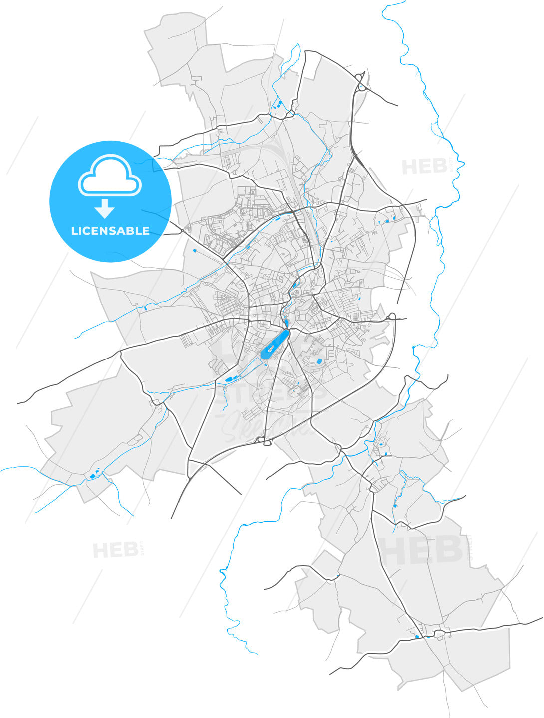 Altenburg, Thuringia, Germany, high quality vector map