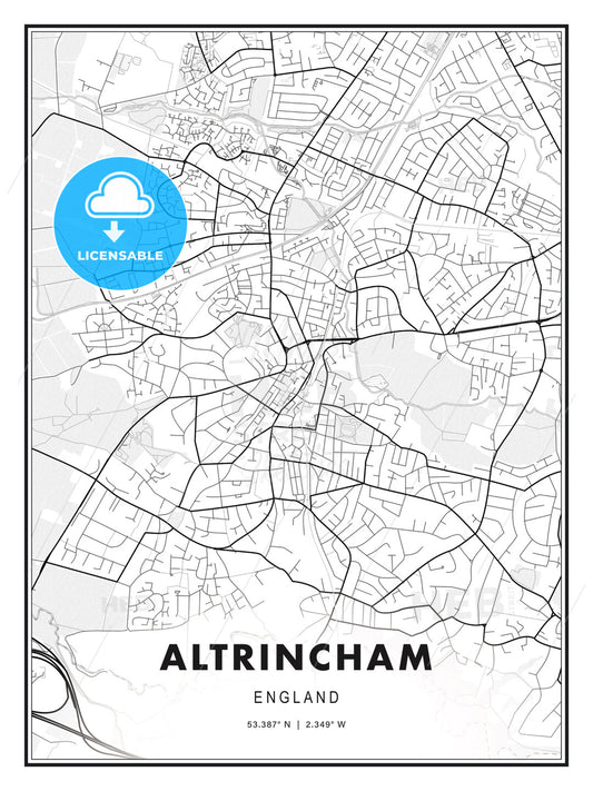 Altrincham, England, Modern Print Template in Various Formats - HEBSTREITS Sketches