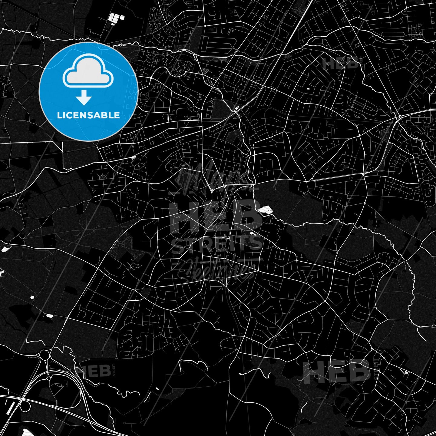 Altrincham, England PDF vector map black and white HEBSTREITS