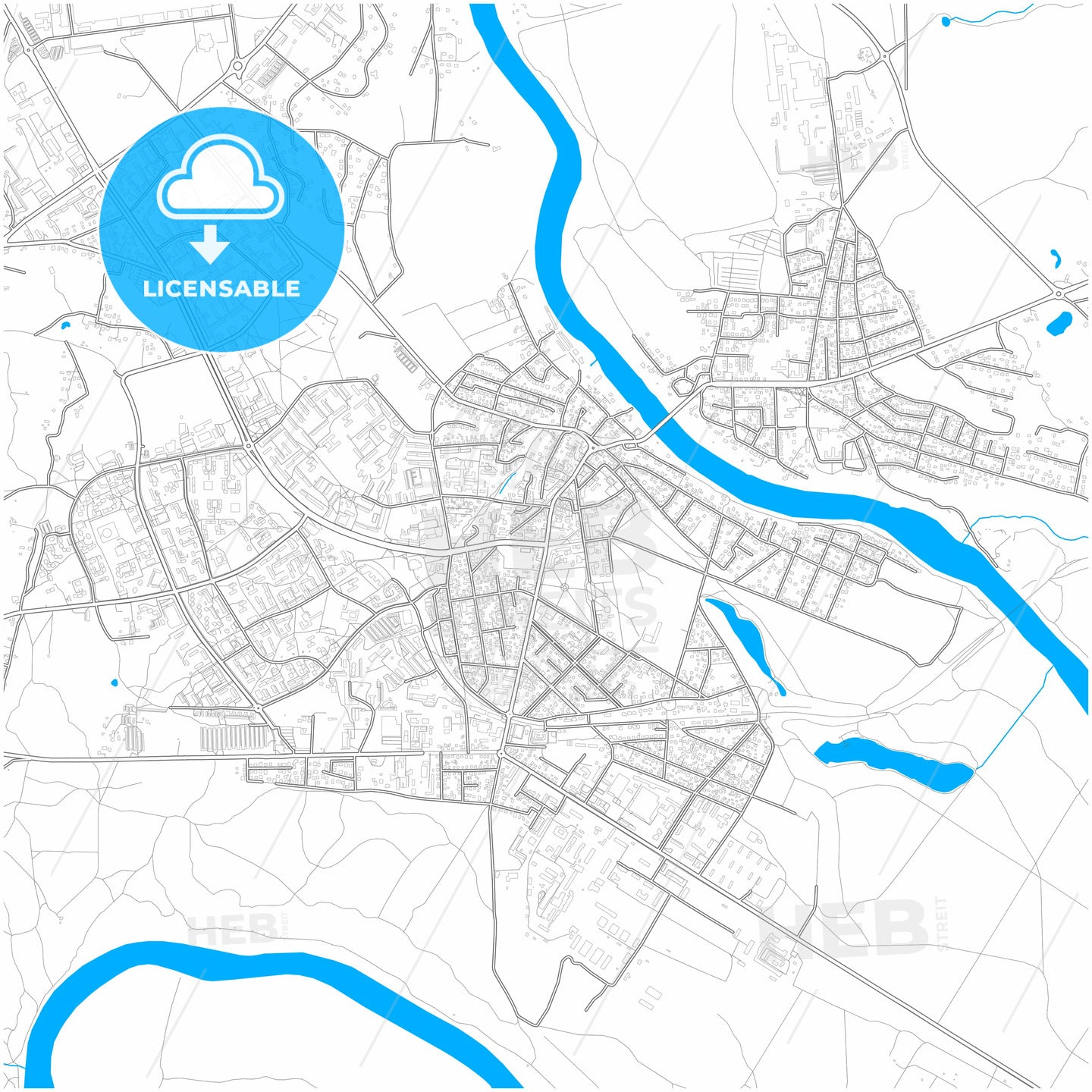 Alytus, Alytus County, Lithuania, city map with high quality roads.