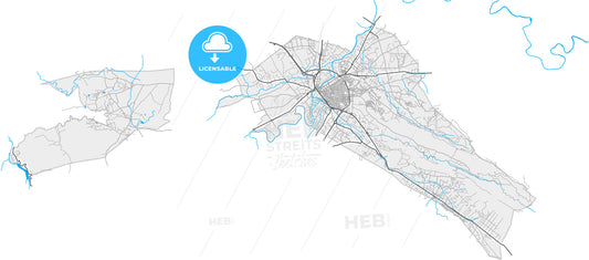 Alzira, Valencia, Spain, high quality vector map