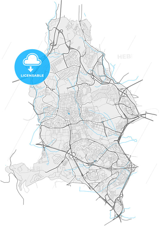 Amadora, Lisbon, Portugal, high quality vector map