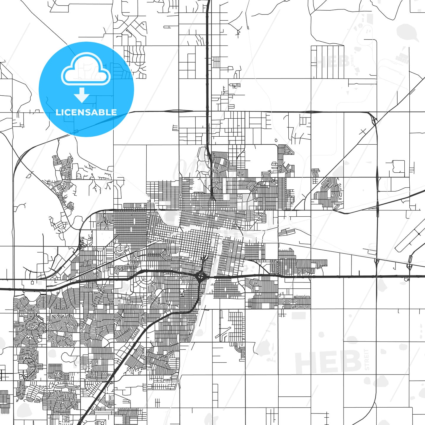 Amarillo, Texas - Area Map - Light