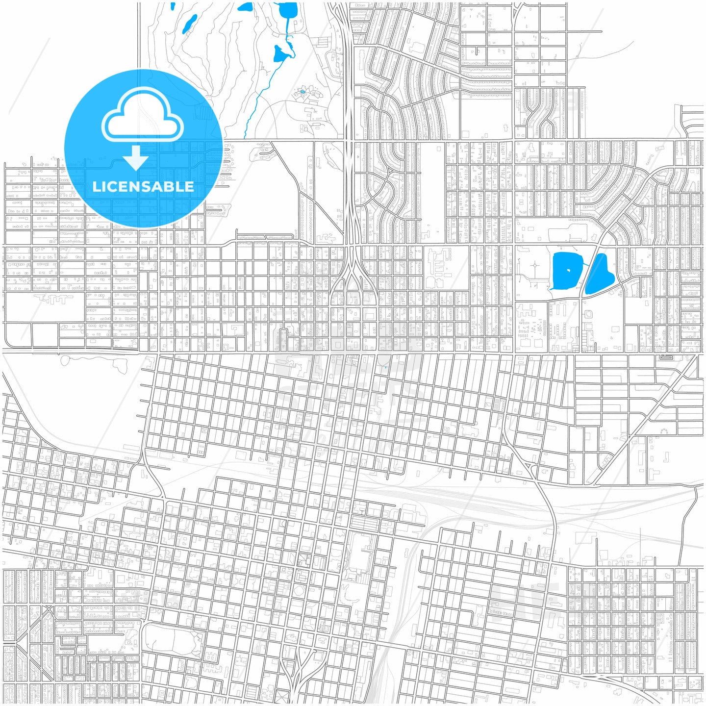 Amarillo, Texas, United States, city map with high quality roads.