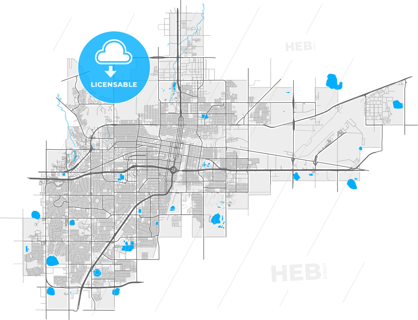 Amarillo, Texas, United States, high quality vector map