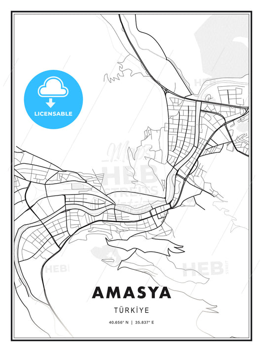 Amasya, Turkey, Modern Print Template in Various Formats - HEBSTREITS Sketches