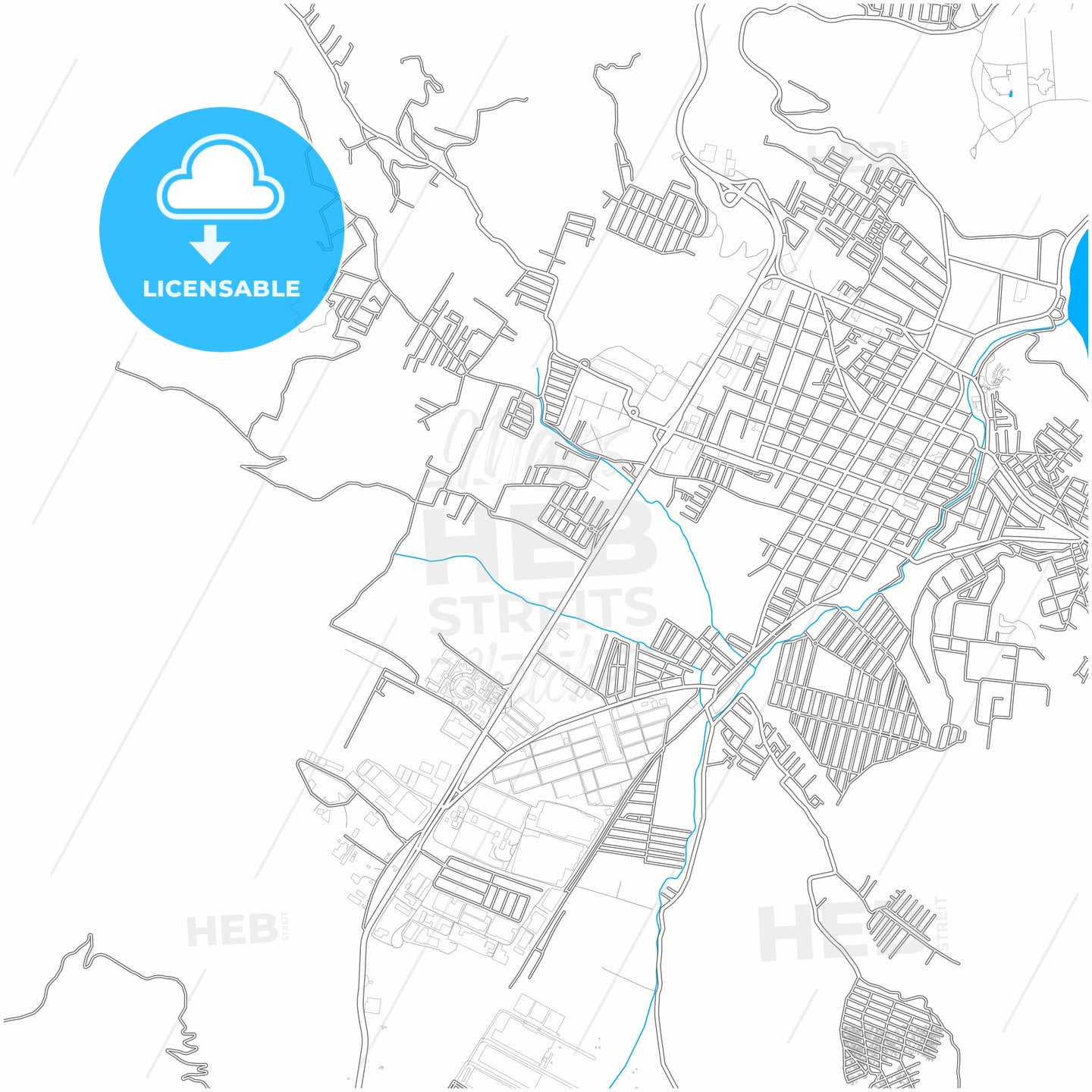 Amatitlán, Guatemala, Guatemala, city map with high quality roads.