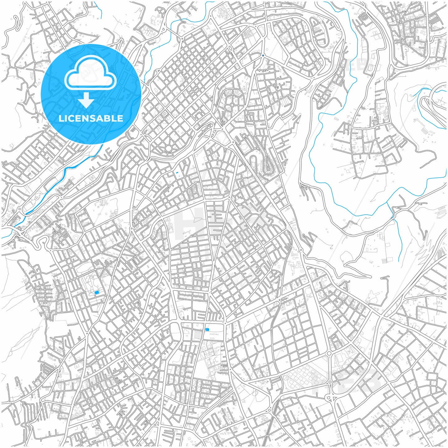 Ambato, Ecuador, city map with high quality roads.