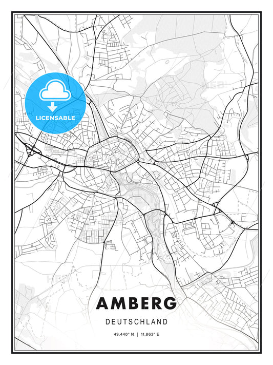 Amberg, Germany, Modern Print Template in Various Formats - HEBSTREITS Sketches