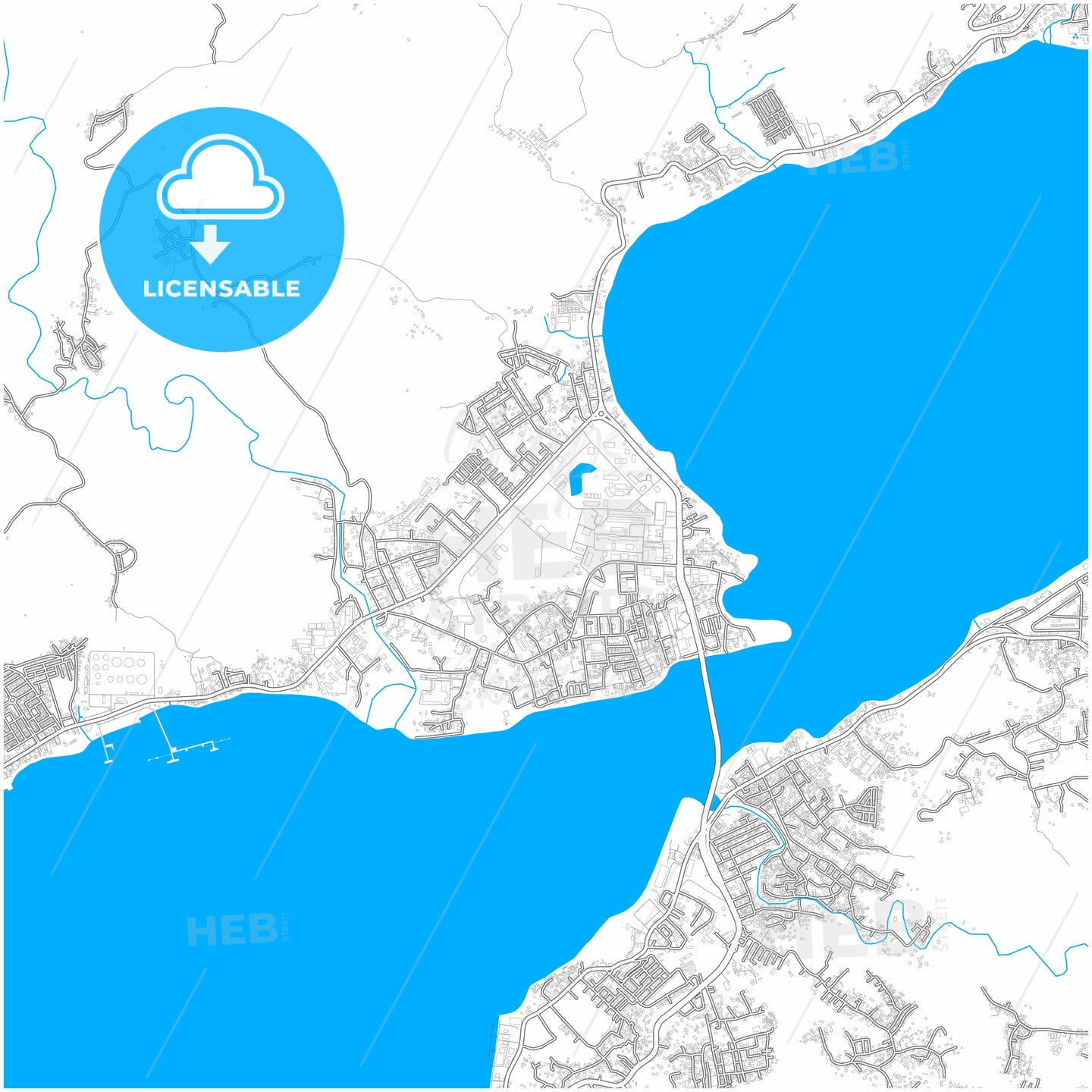 Ambon, Maluku, Indonesia, city map with high quality roads.