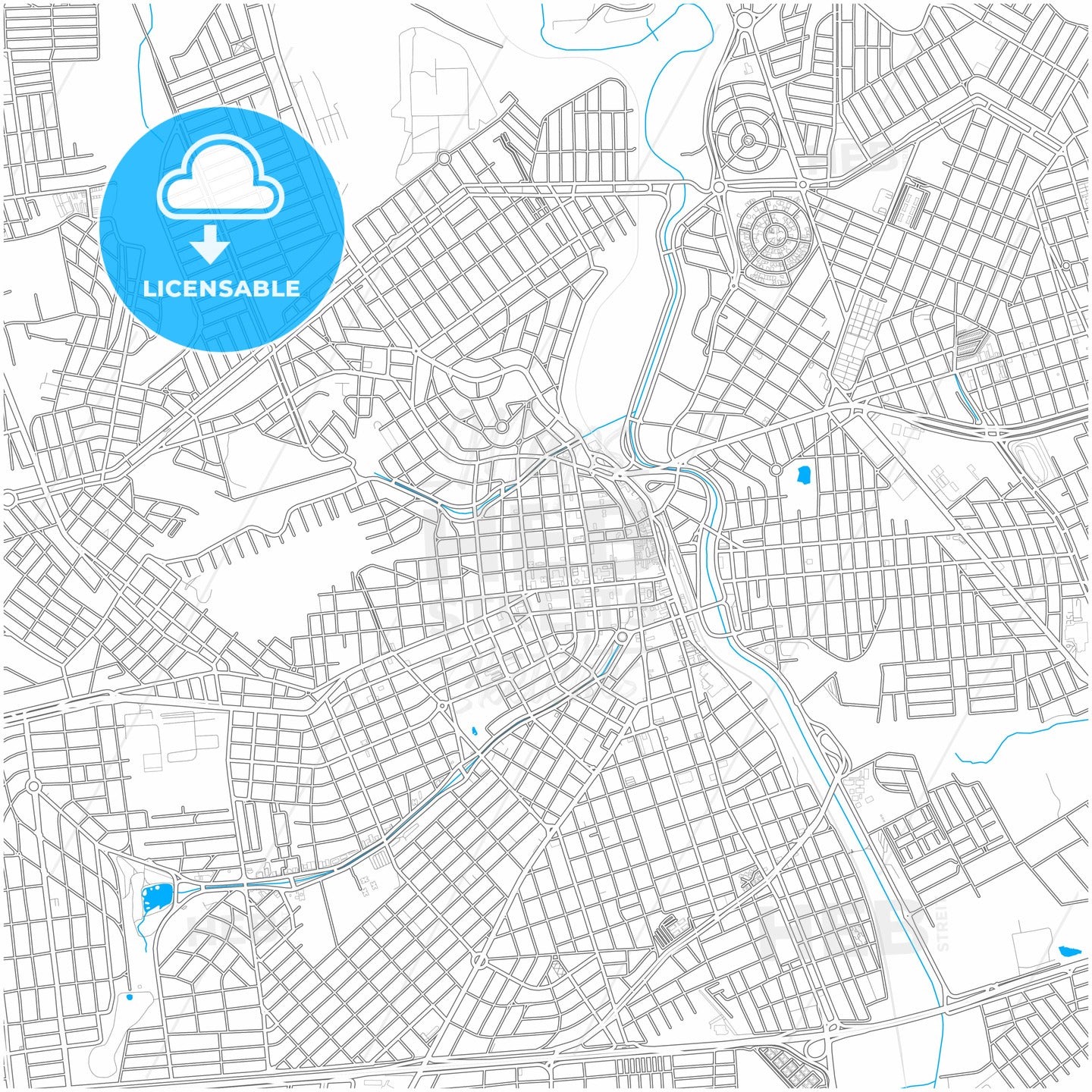 Americana, Brazil, city map with high quality roads.