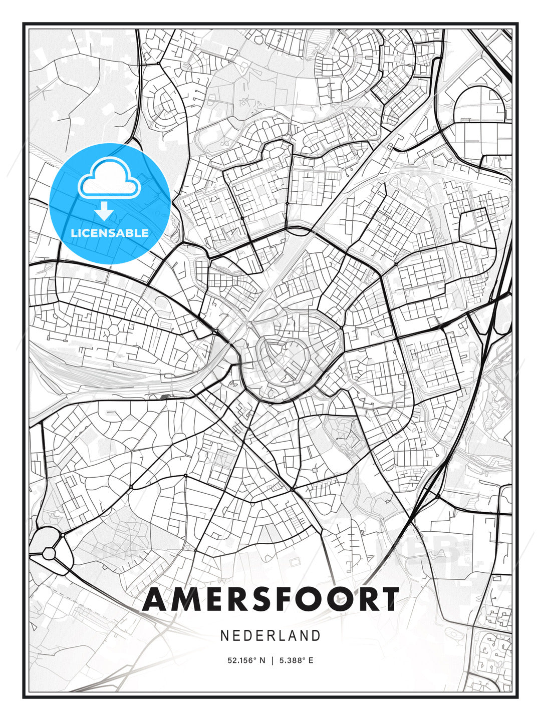 Amersfoort, Netherlands, Modern Print Template in Various Formats - HEBSTREITS Sketches
