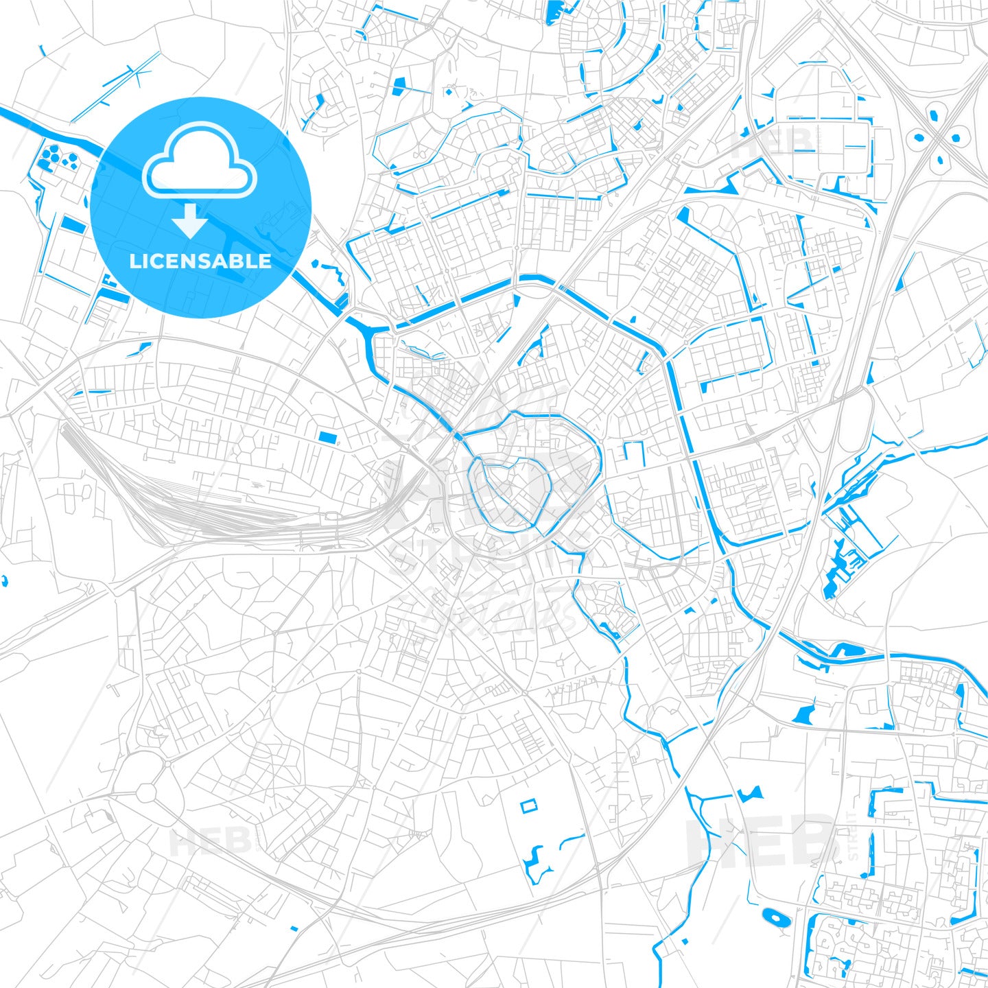 Amersfoort, Netherlands bright two-toned vector map