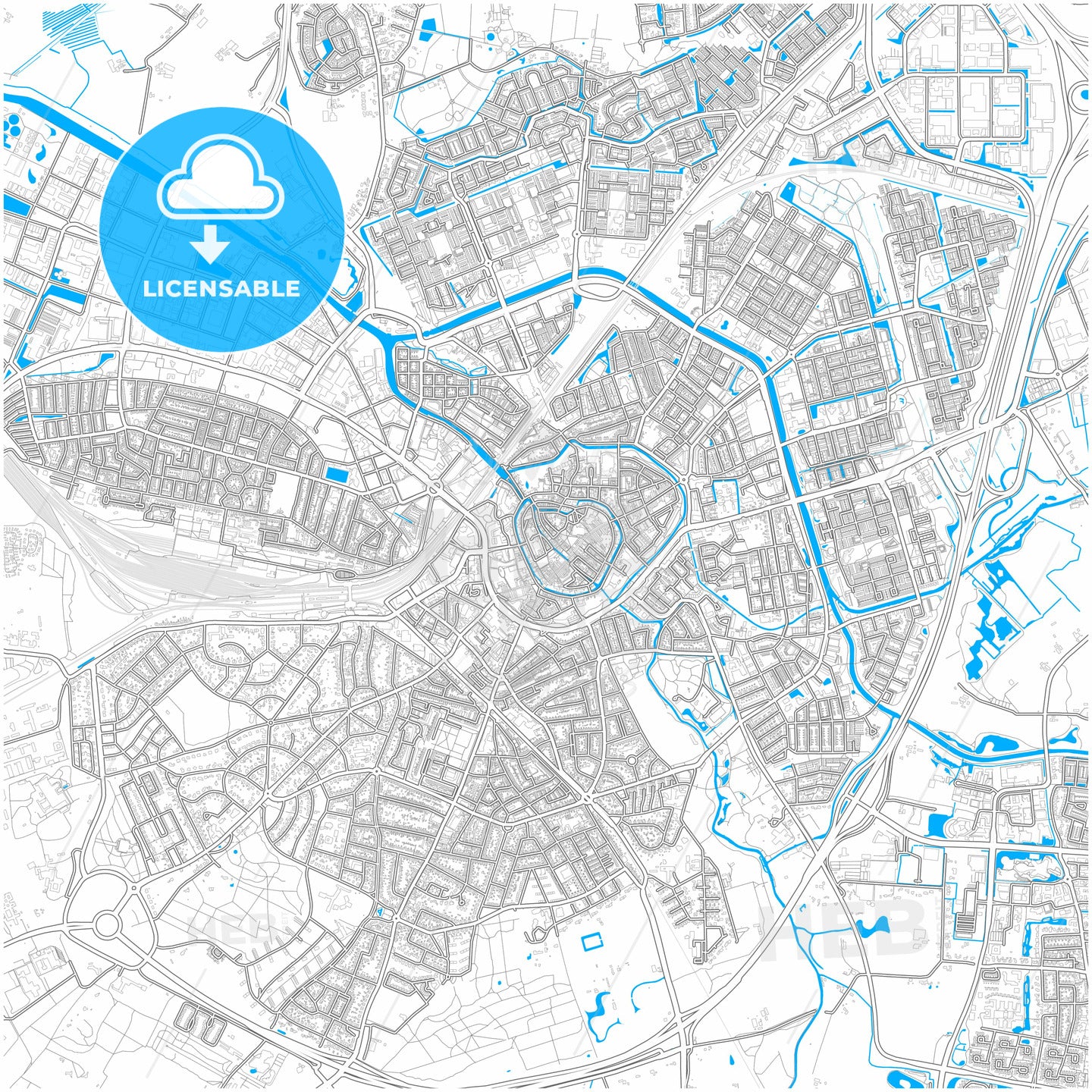 Amersfoort, Utrecht, Netherlands, city map with high quality roads.