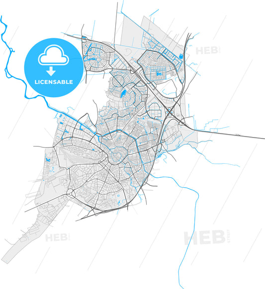 Amersfoort, Utrecht, Netherlands, high quality vector map