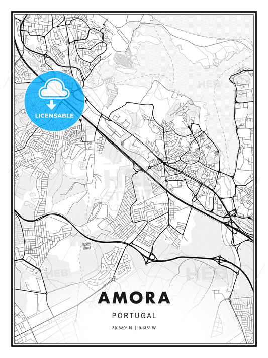Amora, Portugal, Modern Print Template in Various Formats - HEBSTREITS Sketches