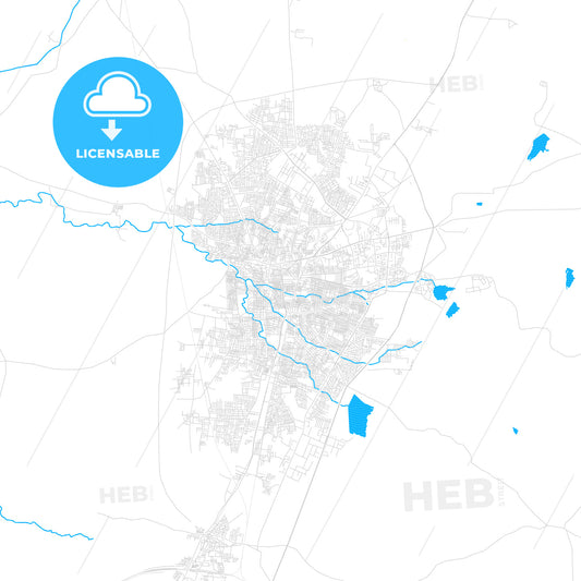 Amravati, India PDF vector map with water in focus