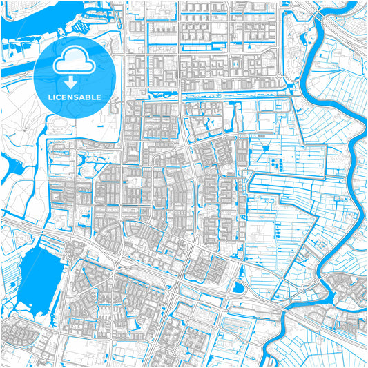 Amstelveen, North Holland, Netherlands, city map with high quality roads.
