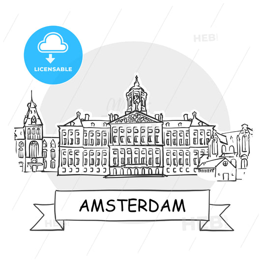 Amsterdam Cityscape Vector Sign – instant download